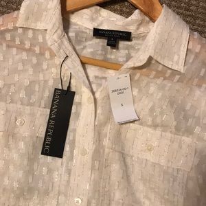 Banana Republic Ivory and Gold Blouse